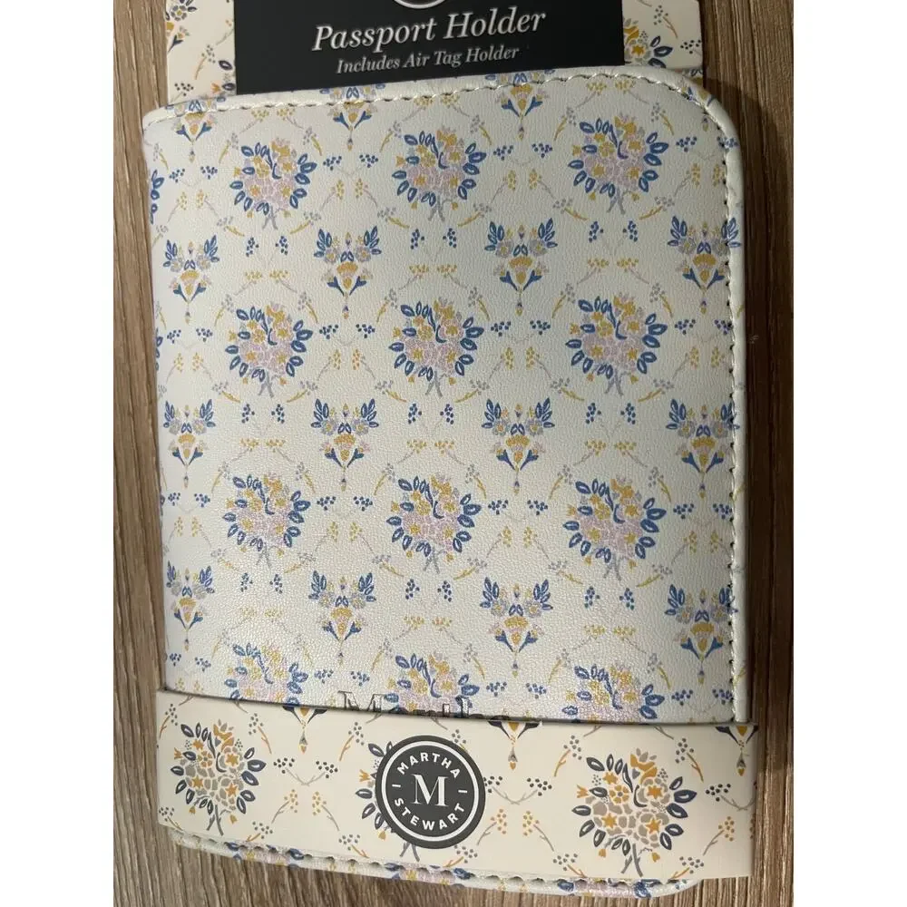 Martha Stewart Floral Passport Holder Elegant Travel Organizer Air Tag Holder